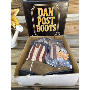 NEW Dan Post American Flag Western Leather Boots Snip Toe Boys 5.5 D Women 7